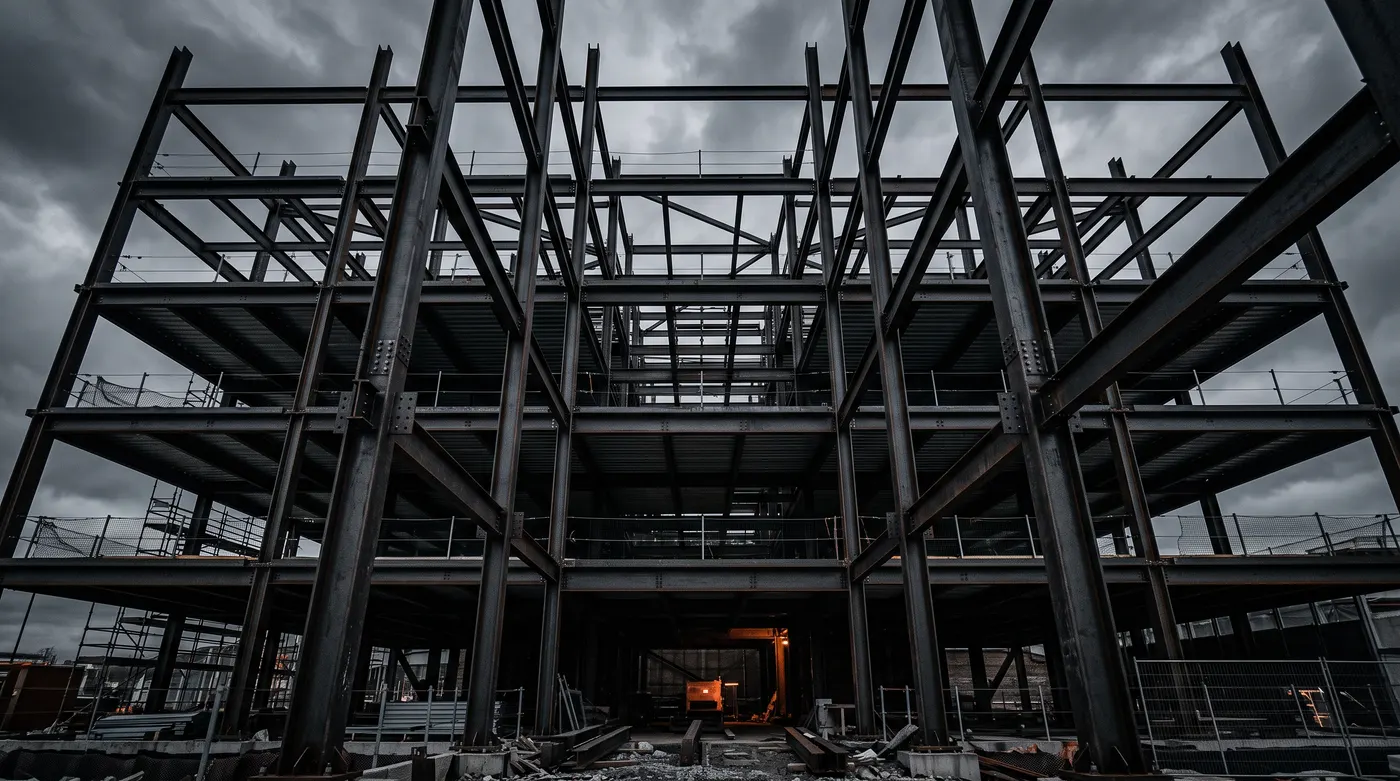Estructura metálica montada en obra